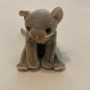 Ty Beanie Baby Gray Scat Cat Kitten Pink Nose Collectible Stuffed Animal Toy
